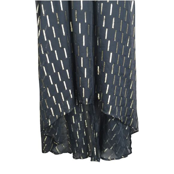 Guess Dress Black Gold Foil Taffeta High Low Hem Formal Women's 2 NEW small flaw - Picture 12 of 14